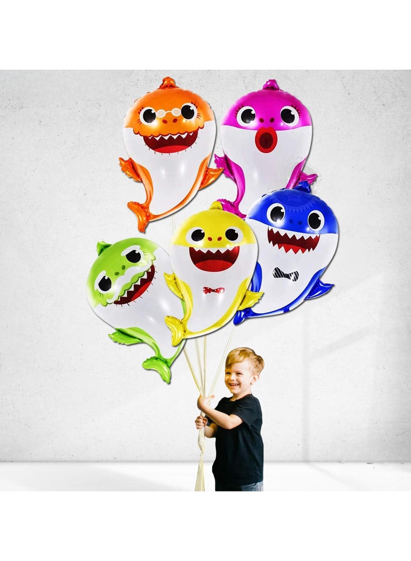KATCHON Pack of 5, Baby Shark Balloons Set - Big, 25 Inch | Baby Shark Foil Balloon for Baby Shark Birthday Decorations | Under The Sea Balloons for Baby Shark Party Decorations | Baby Shark Party Supplies - Image 2